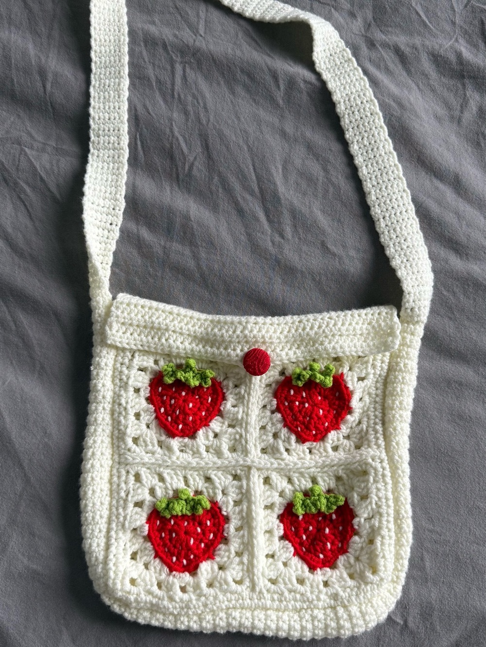 Handmade Crochet Strawberry Crossbody Bag